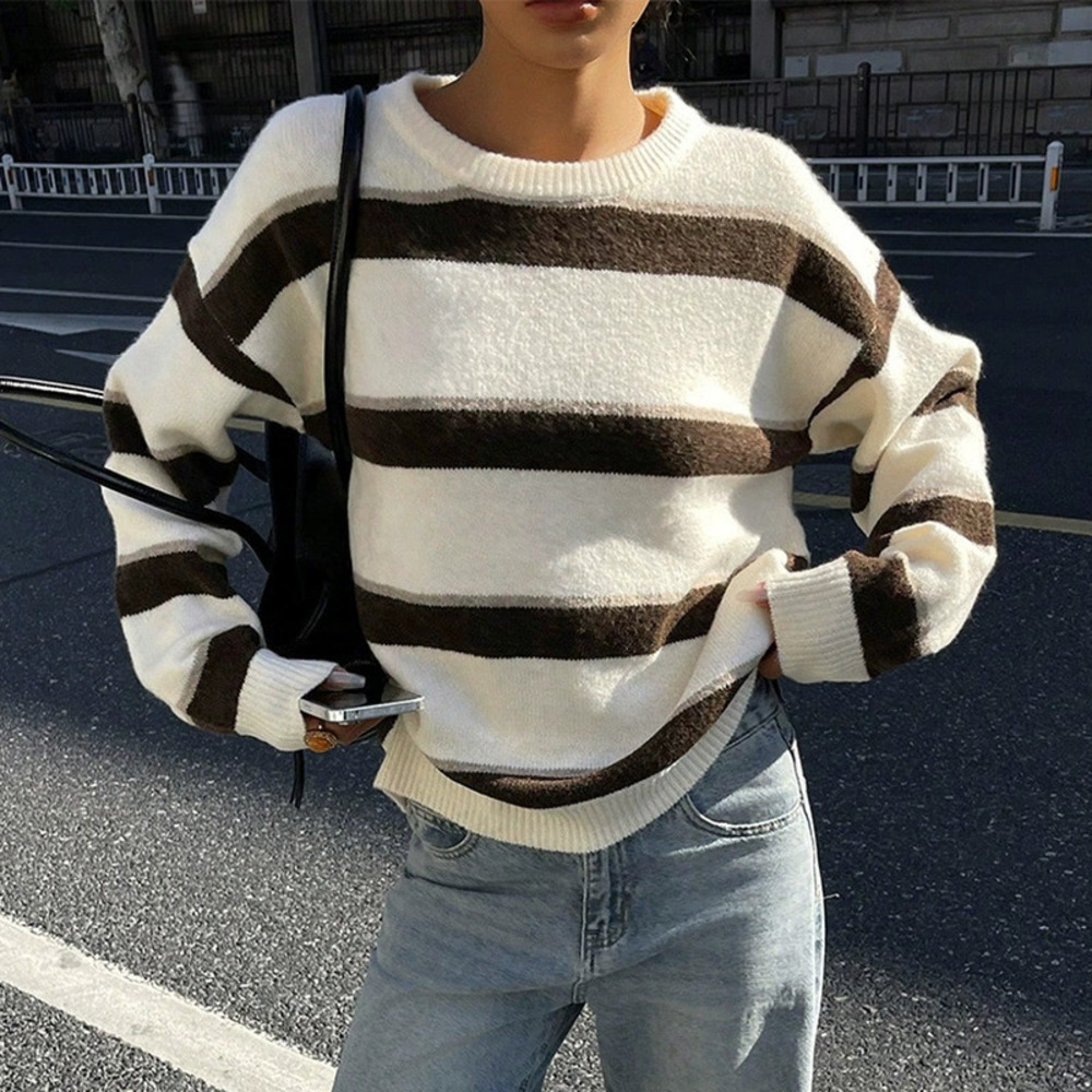 ZARA Retro Star Pattern Stripe Knit Pullover Slouchy Casual Fall Winter